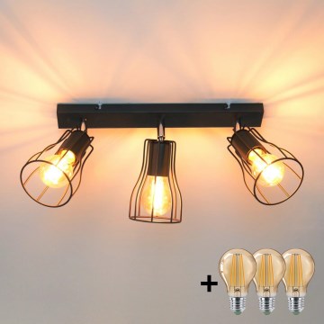 LED Akcentinis šviestuvas TUBE II 3xE27/15W/230V juodas