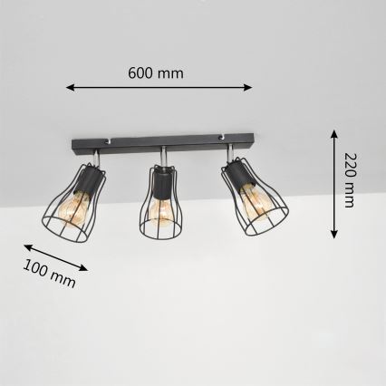 LED Akcentinis šviestuvas TUBE II 3xE27/15W/230V juodas
