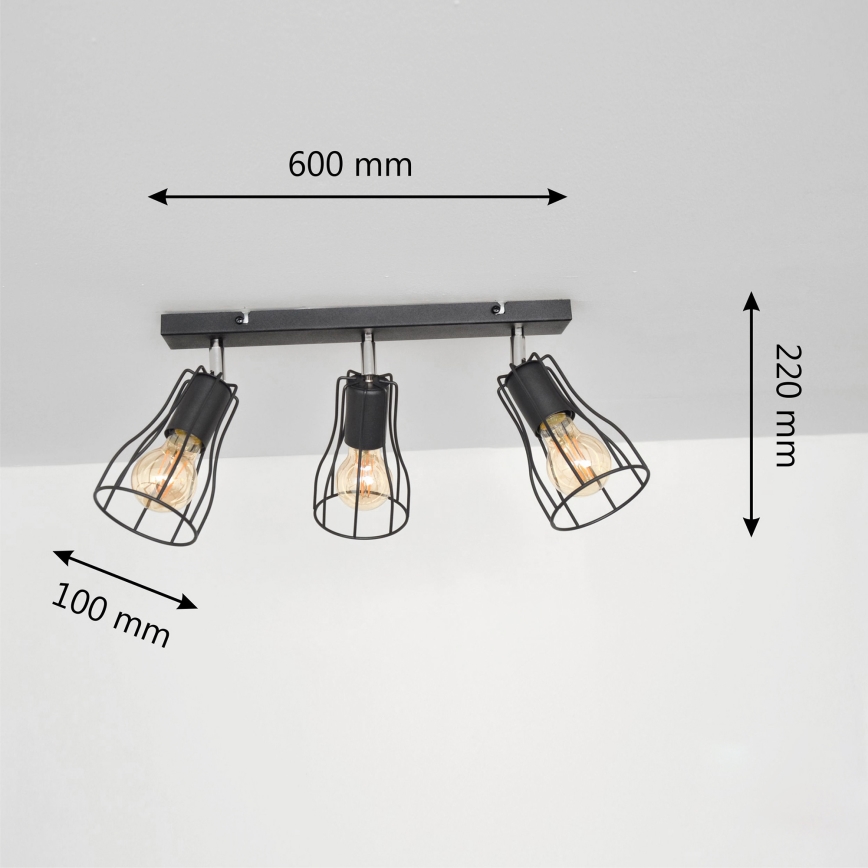 LED Akcentinis šviestuvas TUBE II 3xE27/15W/230V juodas