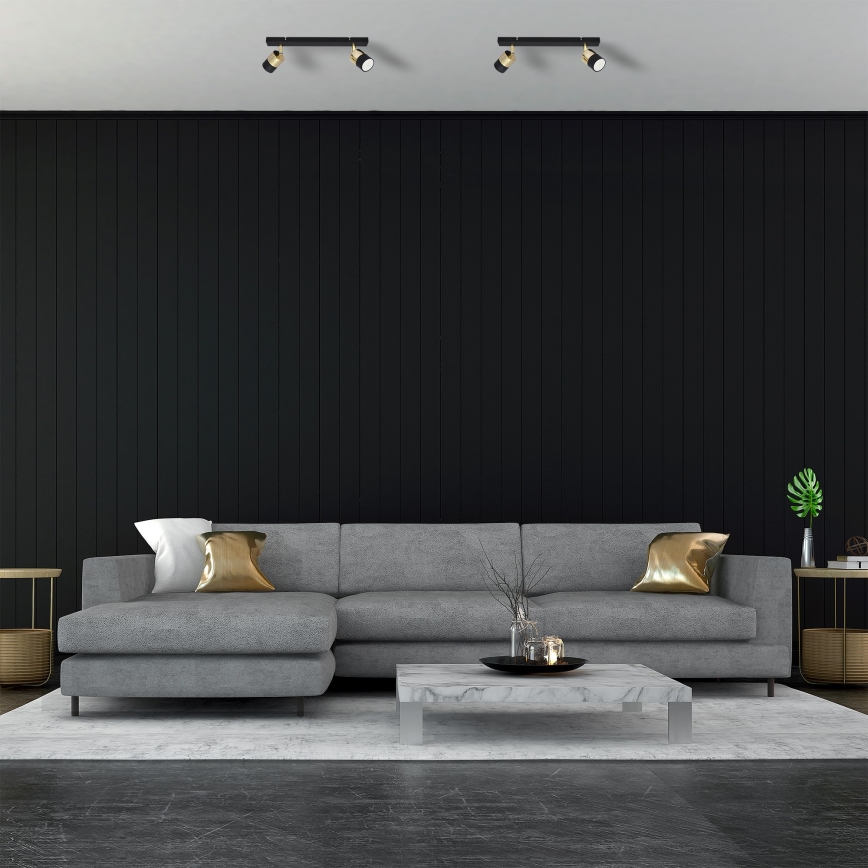 LED akcentinis šviestuvas TUBSSON 2xGU10/4,8W/230V juoda/auksas