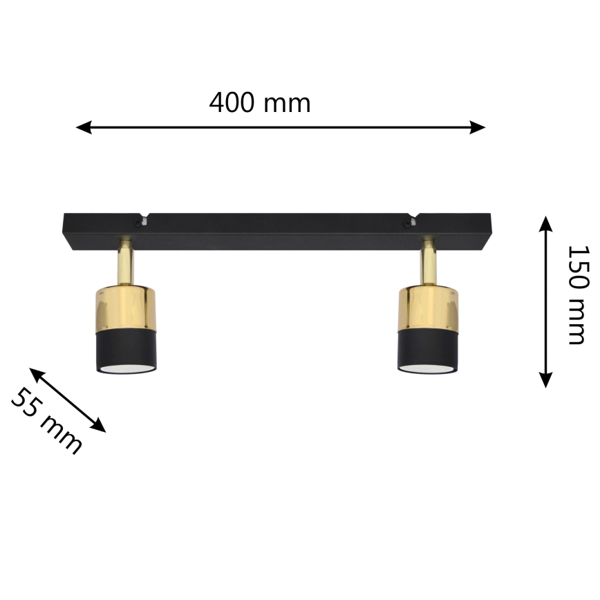 LED akcentinis šviestuvas TUBSSON 2xGU10/4,8W/230V juoda/auksas