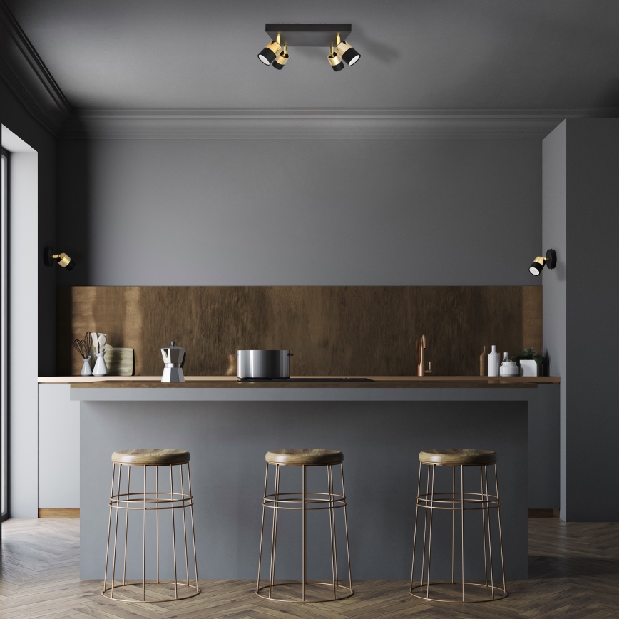 LED akcentinis šviestuvas TUBSSON 4xGU10/4,8W/230V juoda/auksas
