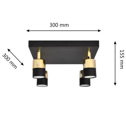 LED akcentinis šviestuvas TUBSSON 4xGU10/4,8W/230V juoda/auksas