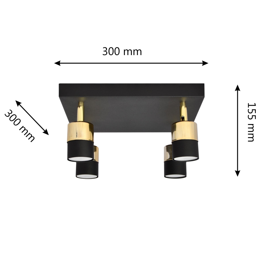 LED akcentinis šviestuvas TUBSSON 4xGU10/4,8W/230V juoda/auksas