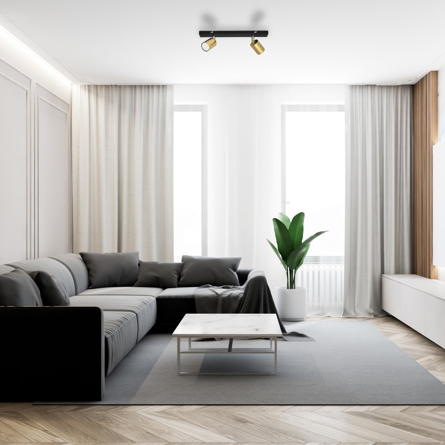 LED Akcentinis šviestuvas TUNE 2xGU10/4,8W/230V aukso/juodas