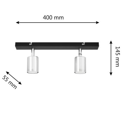 LED Akcentinis šviestuvas TUNE 2xGU10/4,8W/230V matinis chromas/juodas