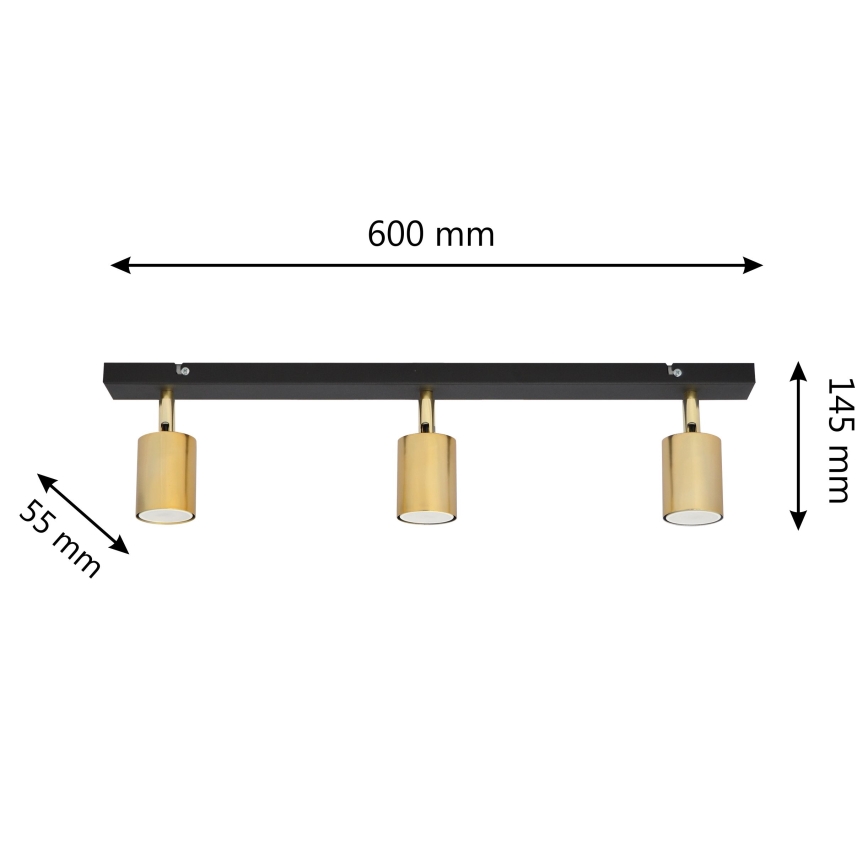 LED Akcentinis šviestuvas TUNE 3xGU10/4,8W/230V aukso/juodas
