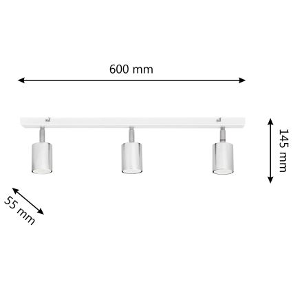 LED Akcentinis šviestuvas TUNE 3xGU10/4,8W/230V matinis chromas/balta