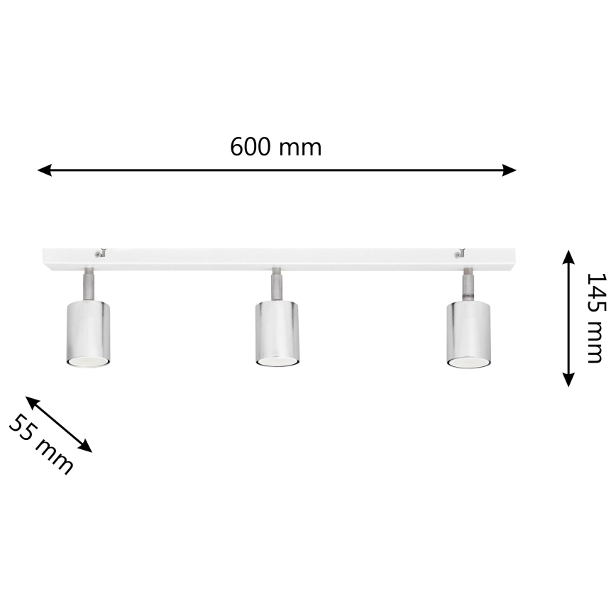 LED Akcentinis šviestuvas TUNE 3xGU10/4,8W/230V matinis chromas/balta