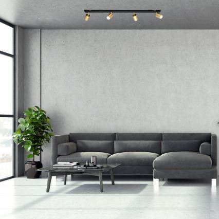 LED Akcentinis šviestuvas TUNE 4xGU10/4,8W/230V aukso/juodas