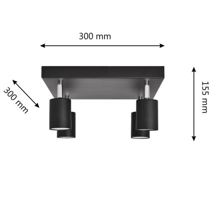 LED Akcentinis šviestuvas TUNE 4xGU10/4,8W/230V juodas