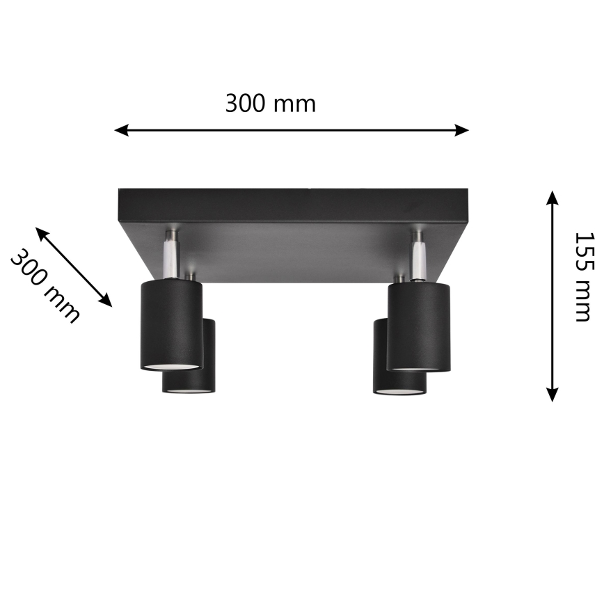 LED Akcentinis šviestuvas TUNE 4xGU10/4,8W/230V juodas