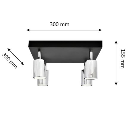 LED Akcentinis šviestuvas TUNE 4xGU10/4,8W/230V matinis chromas/juodas