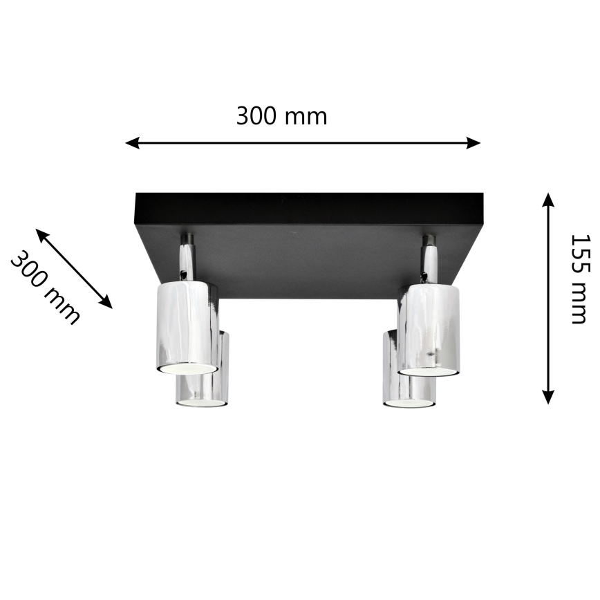LED Akcentinis šviestuvas TUNE 4xGU10/4,8W/230V matinis chromas/juodas