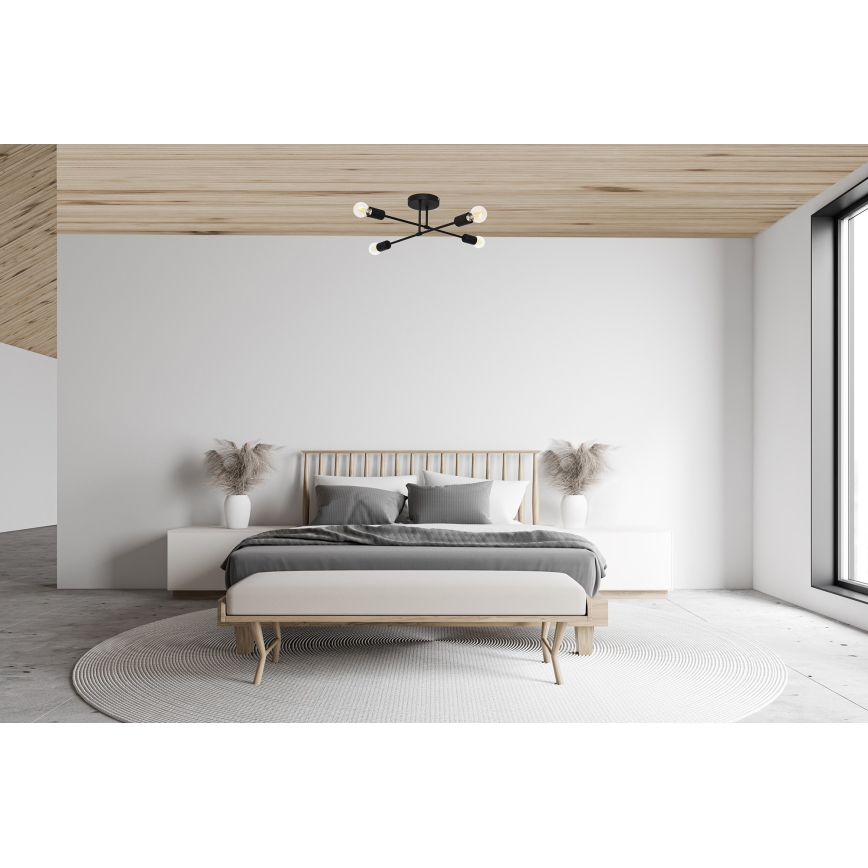LED Ant pagrindo montuojamas sietynas CAMBRIDGE 4xE27/8W/230V juoda
