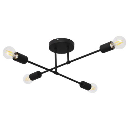 LED Ant pagrindo montuojamas sietynas CAMBRIDGE 4xE27/8W/230V juoda