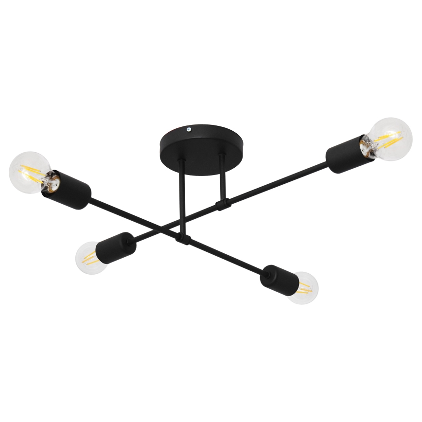 LED Ant pagrindo montuojamas sietynas CAMBRIDGE 4xE27/8W/230V juoda