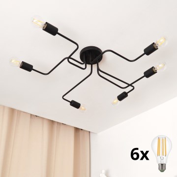 LED Ant pagrindo montuojamas sietynas TUBE 6xE27/15W/230V