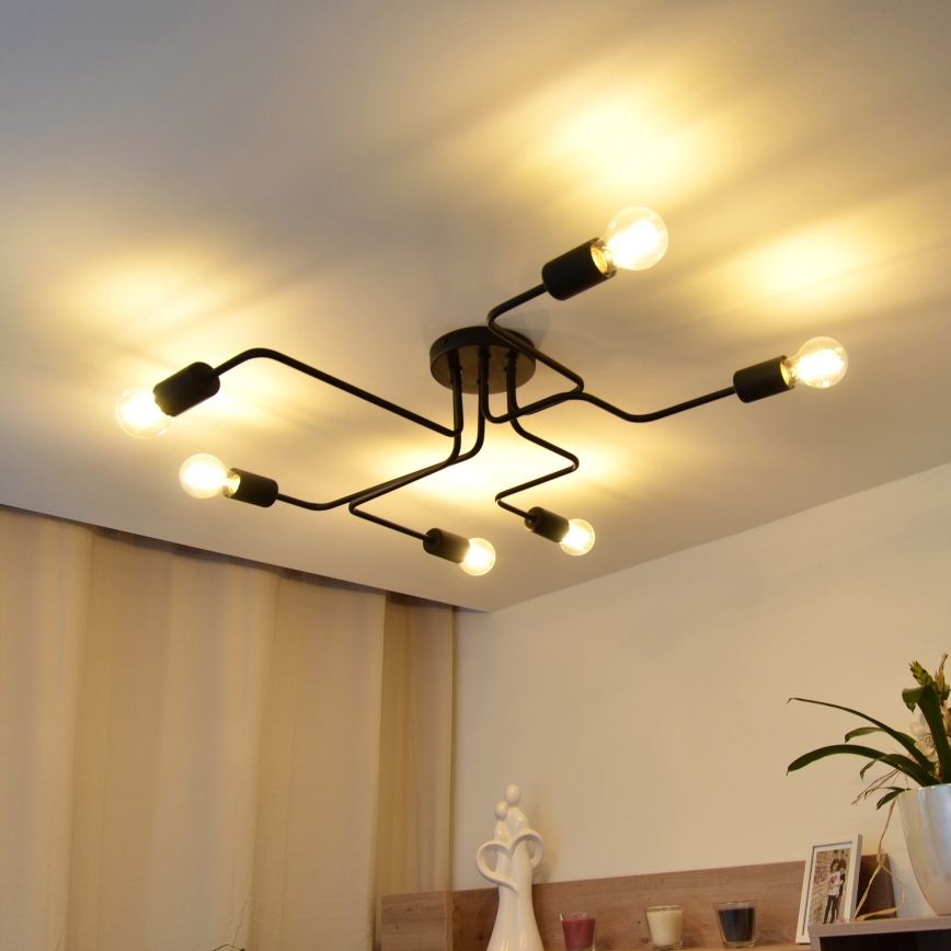 LED Ant pagrindo montuojamas sietynas TUBE 6xE27/15W/230V