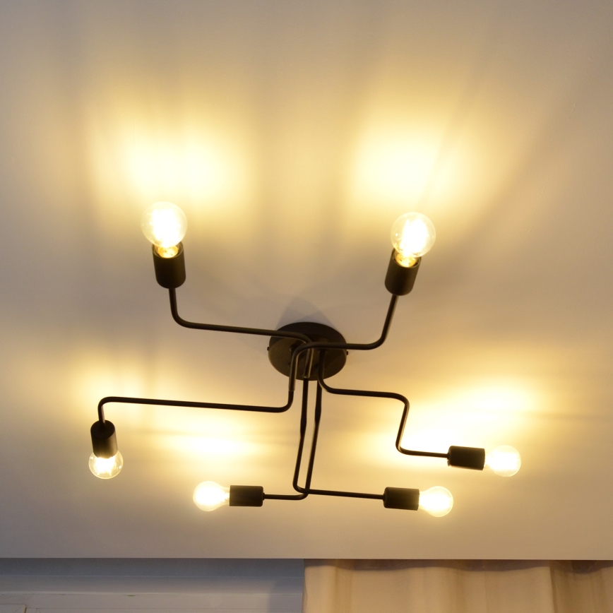 LED Ant pagrindo montuojamas sietynas TUBE 6xE27/15W/230V