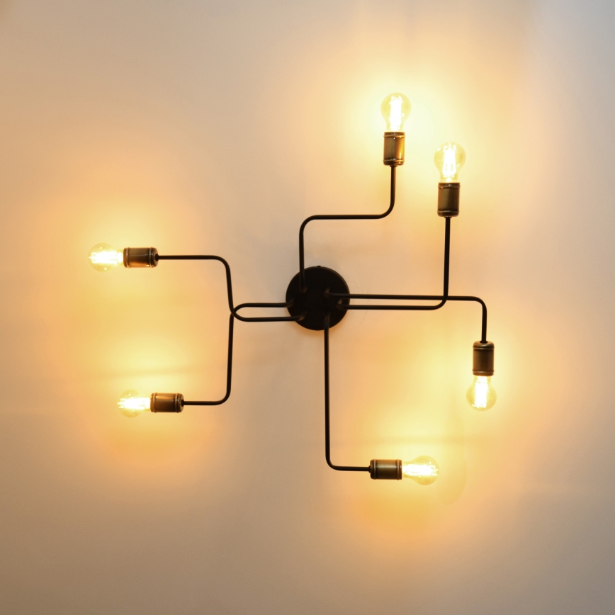 LED Ant pagrindo montuojamas sietynas TUBE 6xE27/15W/230V