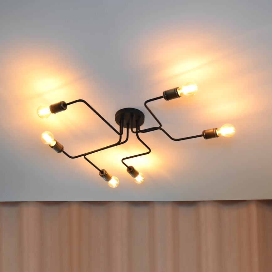 LED Ant pagrindo montuojamas sietynas TUBE 6xE27/15W/230V