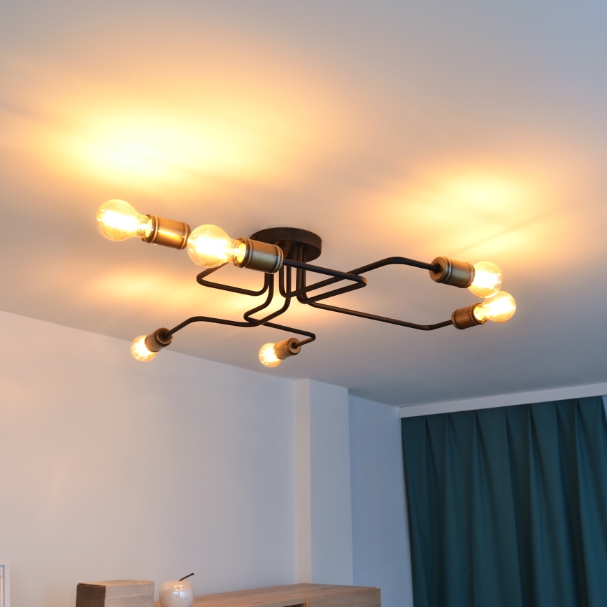 LED Ant pagrindo montuojamas sietynas TUBE 6xE27/15W/230V