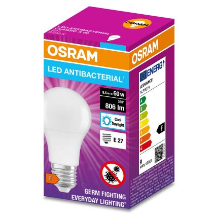 LED Antibakterinė lemputė A60 E27/8,5W/230V 6500K - Osram