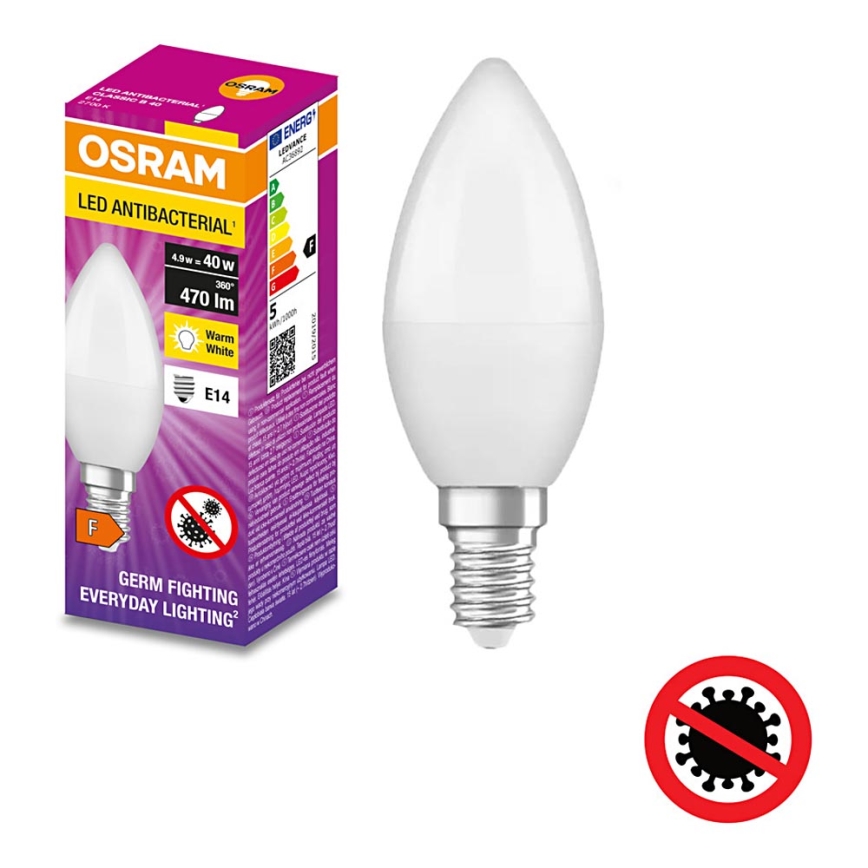 LED Antibakterinė lemputė B40 E14/4,9W/230V 2700K - Osram