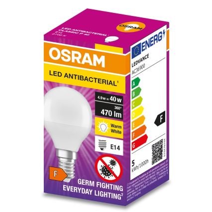 LED Antibakterinė lemputė P40 E14/4,9W/230V 2700K - Osram