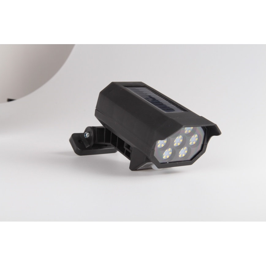 LED Apsaugos kameros maketas su jutikliu ir su saulės baterija LED/5W/5,5V 800 mAh IP65 + nuotolinio valdymo pultas