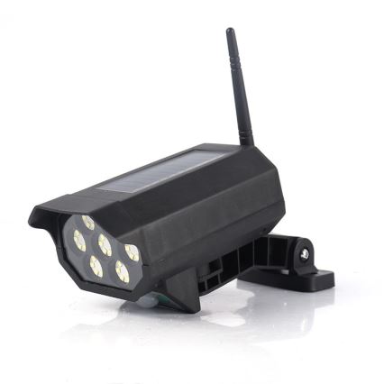 LED Apsaugos kameros maketas su jutikliu ir su saulės baterija LED/5W/5,5V 800 mAh IP65 + nuotolinio valdymo pultas