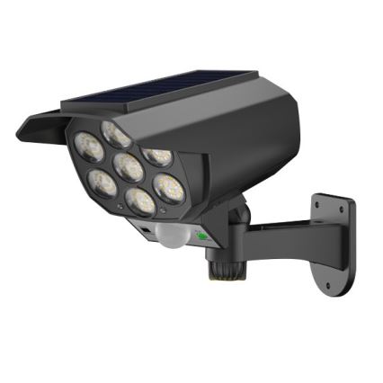 LED Apsaugos kameros maketas su jutikliu ir su saulės baterija LED/5W/5,5V 800 mAh IP65 + nuotolinio valdymo pultas