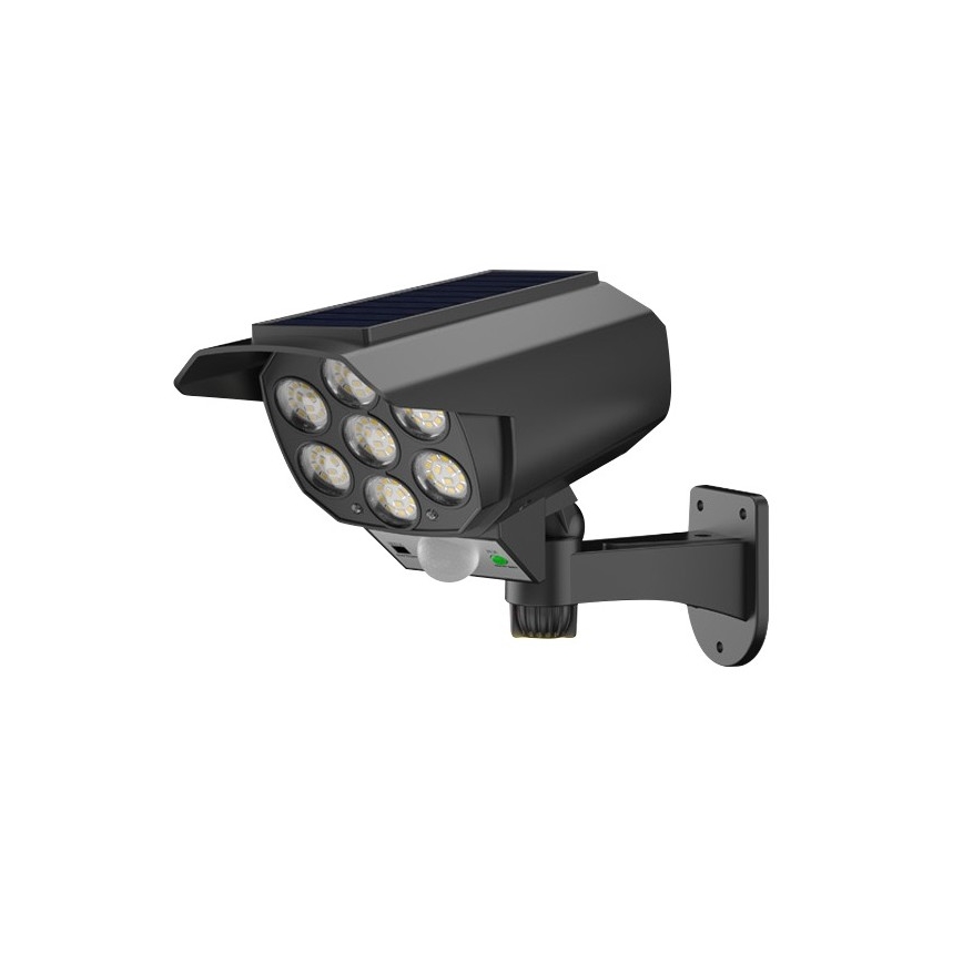 LED Apsaugos kameros maketas su jutikliu ir su saulės baterija LED/5W/5,5V 800 mAh IP65 + nuotolinio valdymo pultas