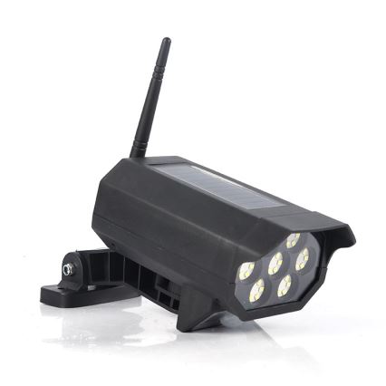 LED Apsaugos kameros maketas su jutikliu ir su saulės baterija LED/5W/5,5V 800 mAh IP65 + nuotolinio valdymo pultas