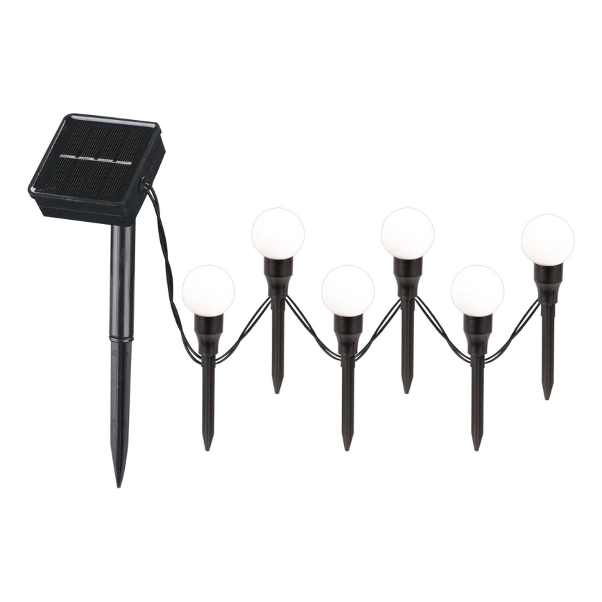 LED apšvietimas, įkraunamas saulės energija KULKI 6xLED/1,2V 600 mAh 4,3 m IP44 juoda/balta