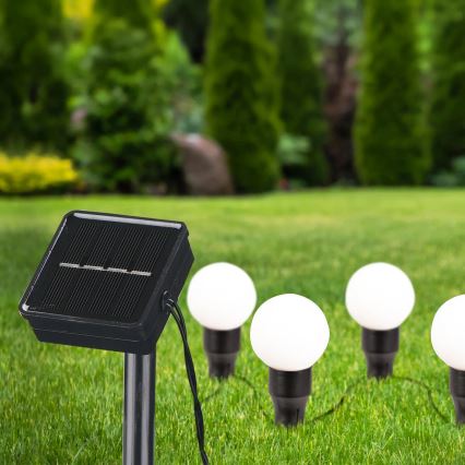 LED apšvietimas, įkraunamas saulės energija KULKI 6xLED/1,2V 600 mAh 4,3 m IP44 juoda/balta