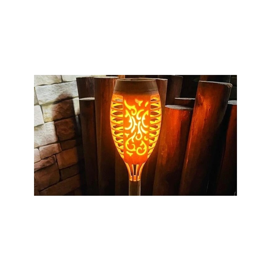 LED apšvietimas, įkraunamas saulės energija MINISPARK BAMBOO LED/1,8W/5,5V IP44 smėlio spalva
