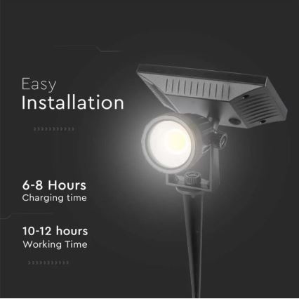 LED apšvietimas, įkraunamas saulės energija SPIKE LED/2W/5,5V IP65 3000K 1200 mAh