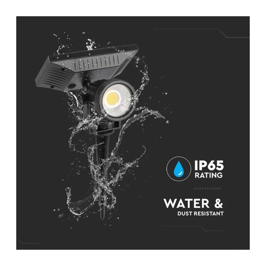 LED apšvietimas, įkraunamas saulės energija SPIKE LED/2W/5,5V IP65 3000K 1200 mAh