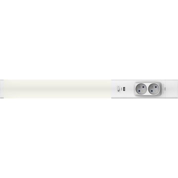 LED Apšvietimas po virtuvės spintele su lizdais ir USB prievadais LED/18W/230V 4000K sidabras