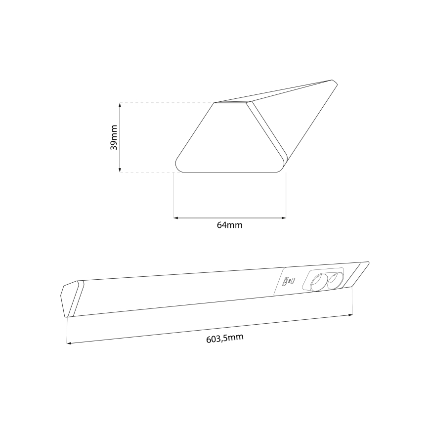 LED Apšvietimas po virtuvės spintele su lizdais ir USB prievadais LED/18W/230V 4000K sidabras