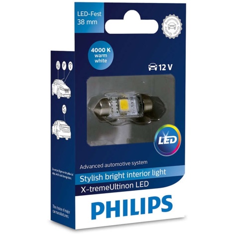 LED Automobilio lemputė Philips X-TREME ULTINON 128584000KX1 LED SV8 5-8/0,8W/12V 4000K