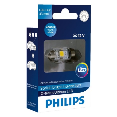 LED Automobilio lemputė Philips X-TREME VISION 129454000KX1 C5W SV8,5/1W/12V 4000K