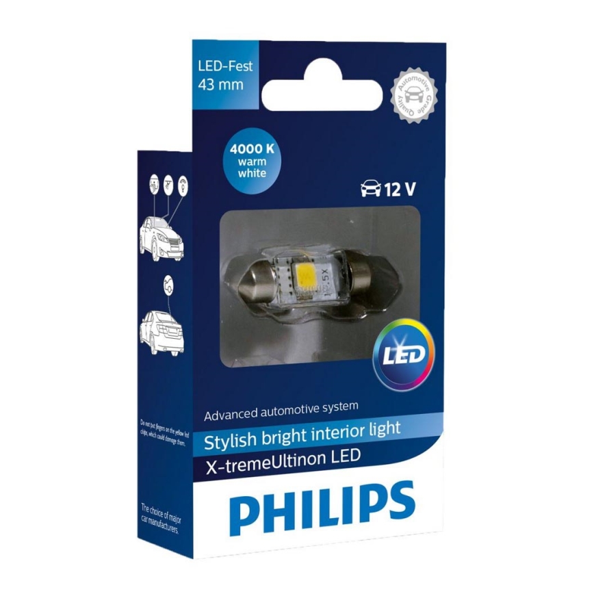 LED Automobilio lemputė Philips X-TREME VISION 129454000KX1 C5W SV8,5/1W/12V 4000K