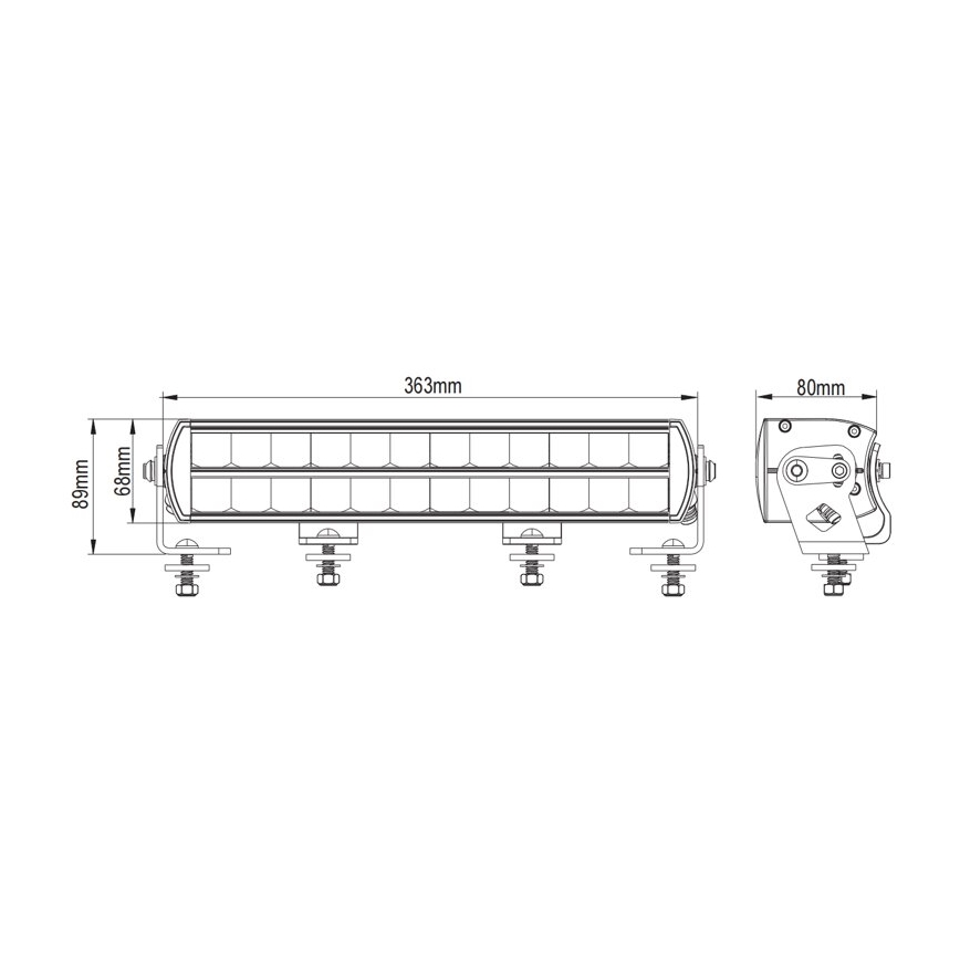 LED Automobilių šviesos rampa BLACK OFF ROAD LED/120W/9-36V IP69 6000K