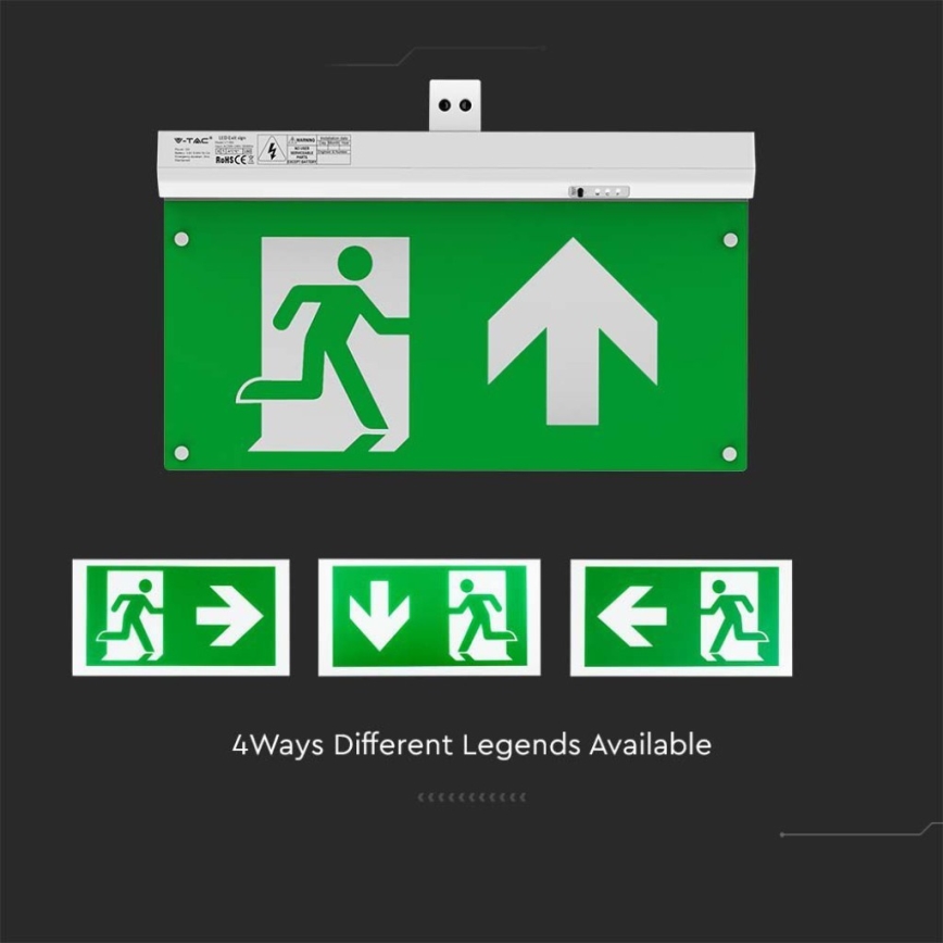 LED avarinė lemputė EMERGENCY EXIT LED/2,5W/230V 4in1 6000K