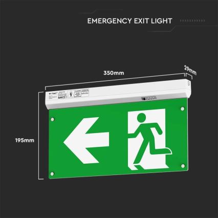 LED avarinė lemputė EMERGENCY EXIT LED/2,5W/230V 4in1 6000K