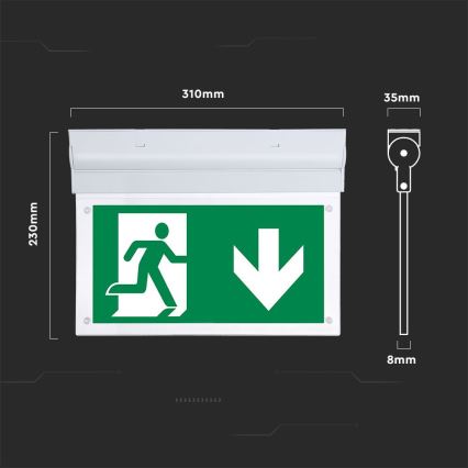 LED Avarinė lemputė EMERGENCY EXIT SAMSUNG CHIP LED/2W/230V 6000K