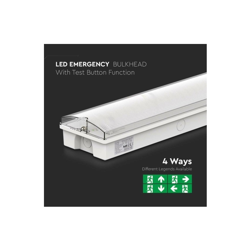 LED avarinė lemputė EMERGENCY EXIT LED/3W/230V 6400K IP65